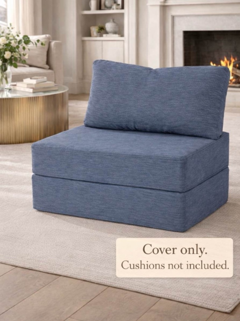 Lovesac Cover – Vintage Blue Rained Chenille (New) Lovesac